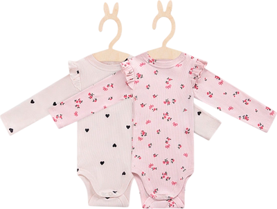 Набор боди для малышей Mark Formelle 13017-2 (р.62-40, сердца на светло-розовом/цветочки на розовом)