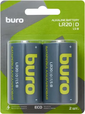 Комплект батареек Buro Alkaline D LR6 (2шт)