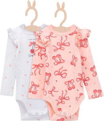 Набор боди для малышей Mark Formelle 13017-2 (р.80-52, сердечки на белоснежном/бантики на персике)