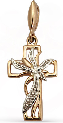 Крестик из белого золота Кристалл C907500226773