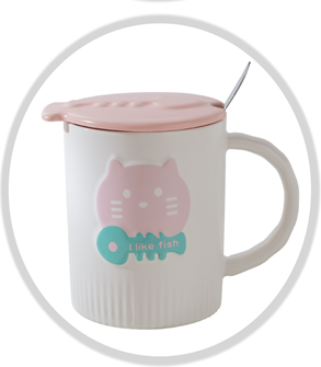 Кружка с ложкой ILikeGift I like fish ULB-536-01 (pink)