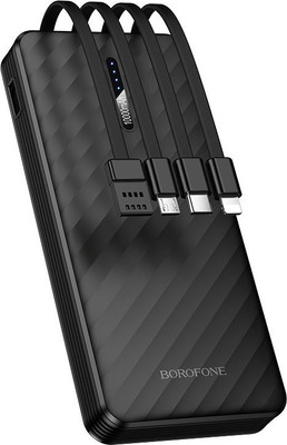 Портативное зарядное устройство Borofone BJ84 10000mAh + 4 кабеля (черный)