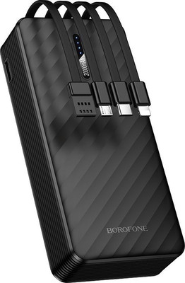 Портативное зарядное устройство Borofone BJ84A 20000mAh + 4 кабеля (черный)