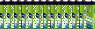 Комплект батареек Ergolux 6F22 SR1 / 12443 (12шт)