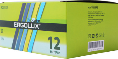 Комплект батареек Ergolux R20 SR2 / 12442