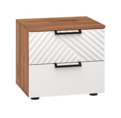 Прикроватная тумба Премиум Оливия 2 (дуб бунратти/белый софт)