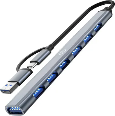 USB-хаб Digma DHUB-7USB-AC-2.0 (серебристый)