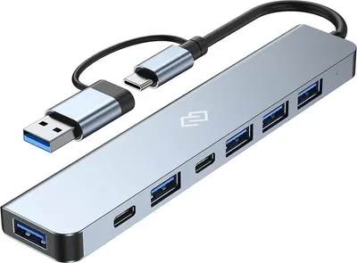 USB-хаб Digma DHUB-7USB-AC (серебристый)