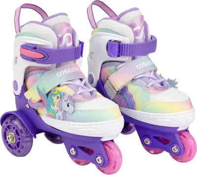 Роликовые коньки CosmoRide Fei + набор защиты (р-р 27-30, белый/фиолетовый)
