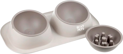 Набор мисок для животных Roxy-Pets DM + миска для медленного поедания (капучино)