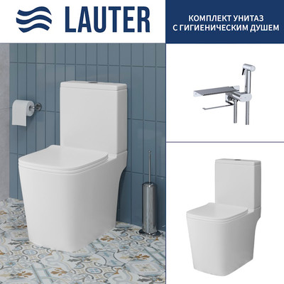 Унитаз напольный Lauter W09 S-TRAP 21900004 + гигиенический душ AquaTech 21LT0101CH (вертикальный выпуск)