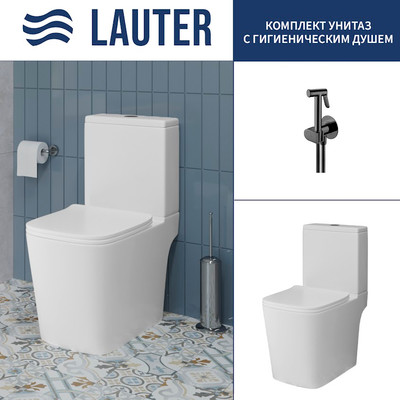 Унитаз напольный Lauter W09 S-TRAP 21900004 + гигиенический душ Breez 21GN7072BM (вертикальный выпуск)