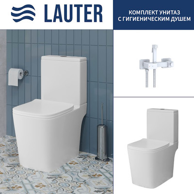 Унитаз напольный Lauter W09 S-TRAP 21900004 + гигиенический душ Glow 21LT0223MW (вертикальный выпуск)