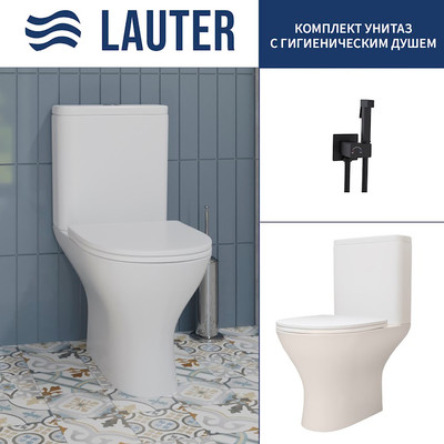Унитаз напольный Lauter W224 2110224 + гигиенический душ Rainix 21LT7712BM (горизонтальный выпуск)