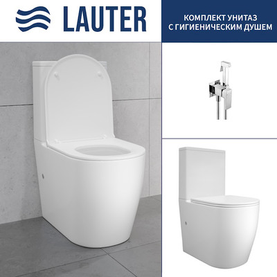 Унитаз напольный Lauter Rimless 21D2202 + гигиенический душ Rinse 21GN4051CH