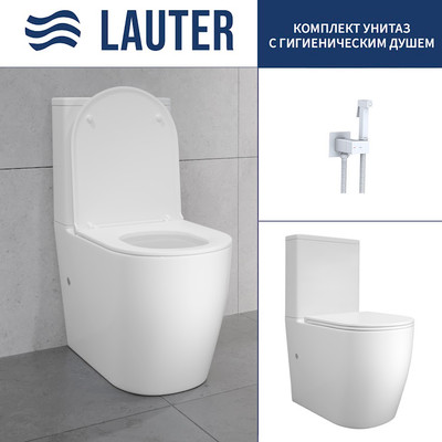 Унитаз напольный Lauter Rimless 21D2202 + гигиенический душ Rainix 21LT7713MW
