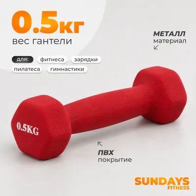 Гантель Sundays Fitness WD1450 (0.5кг, красный)