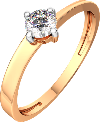 Кольцо из розового золота ZORKA 210538-9K (р.16.5, с фианитом)