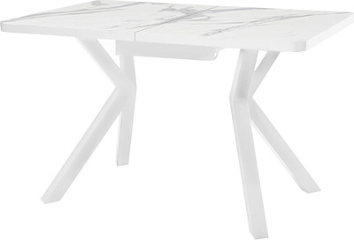 Обеденный стол Мир стульев Саен №52 140х90/50 (белый муар/мрамор белый)