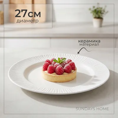 Тарелка столовая обеденная Sundays Home Relief керамика / TRVK26014 (27см, белый)