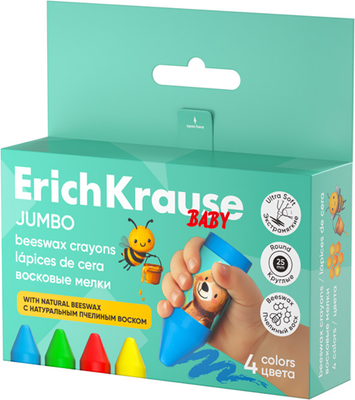 Восковые мелки Erich Krause Baby Jumbo Bee Wax / 65454 (4цв)