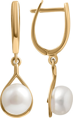 Серьги из желтого золота Кристалл CN72900226773