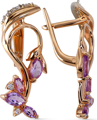 Серьги из желтого золота Кристалл CA80700226773