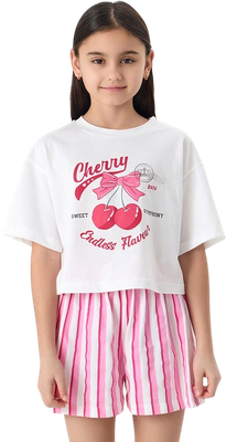 Комплект детской одежды Mark Formelle 397764 (р.128-64, белый/розовая полоска на белом-1)