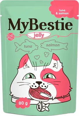 Влажный корм для кошек MyBestie Тунец и Лосось в желе / 161521384/CAT (80г)