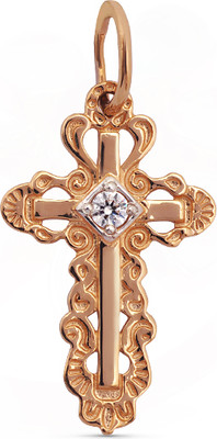 Крестик из желтого золота Кристалл CB33000226773