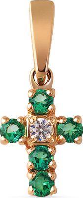 Крестик из желтого золота Кристалл C502700226773