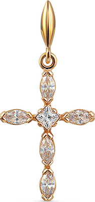 Крестик из желтого золота Кристалл C689600226773