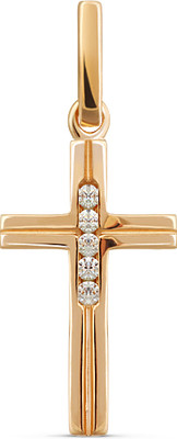 Крестик из желтого золота Кристалл C903700226773