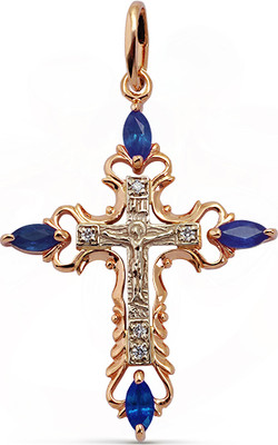 Крестик из желтого золота Кристалл CI47400226773