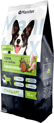 Сухой корм для собак Manitex Стандарт Для взрослых средних пород курица и розмарин (10кг)
