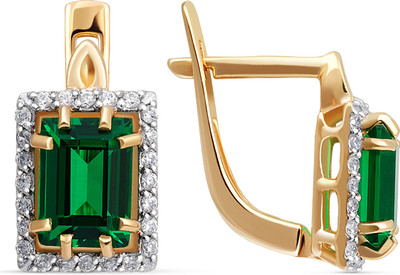 Серьги из красного золота Кристалл CG86700226773 (с изумрудами и фианитами)