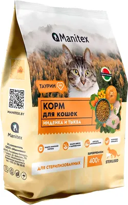 Сухой корм для кошек Manitex Sterilised Индейка и тыква (400г)