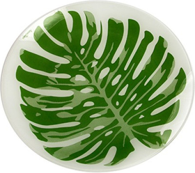 Тарелка столовая обеденная NiNaGlass Лист 2 (30см, белый/зеленый)