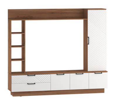 Стенка Премиум ТВ Оливия (дуб бунратти/белый софт)