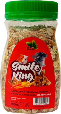 Лакомство для грызунов Smile King Плющеная пшеница, ячмень, кукуруза, морковь / LKG-76 (180г)