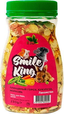 Лакомство для грызунов Smile King Плющеный горох, кукуруза, морковь / LKG-75 (230г)