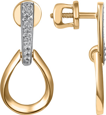 Серьги из желтого золота Кристалл CN99400226773