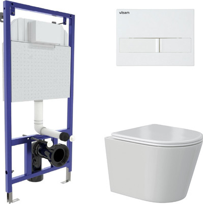 Унитаз подвесной с инсталляцией Berges Vita Rimless + Visam Slim 525 / EX-043373 (с сиденьем)