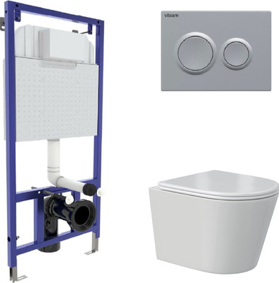 Унитаз подвесной с инсталляцией Berges Vita Rimless + Visam Slim 525 / EX-043380 (с сиденьем)