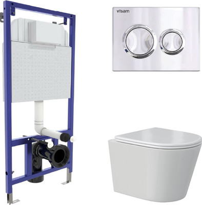 Унитаз подвесной с инсталляцией Berges Vita Rimless + Visam Slim 525 / EX-043377 (с сиденьем)