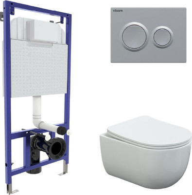 Унитаз подвесной с инсталляцией Berges Ventas Rimless + Visam Slim 525 / EX-043240 (с сиденьем)