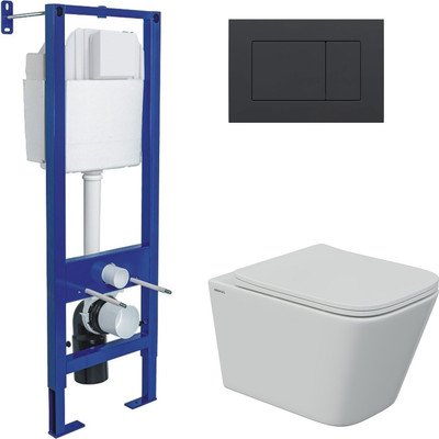 Унитаз подвесной с инсталляцией Berges Floe S Rimless + АТОМ 410 / AT-043336 (с сиденьем)