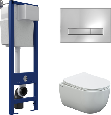 Унитаз подвесной с инсталляцией Berges Ventas Rimless + АТОМ 410 / AT-043340 (с сиденьем)