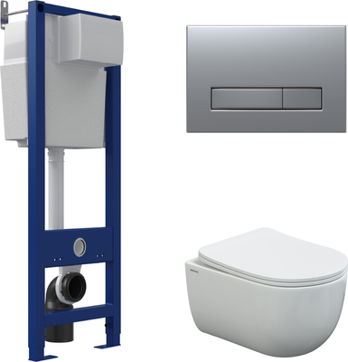 Унитаз подвесной с инсталляцией Berges Ventas Rimless + АТОМ 410 / AT-043341 (с сиденьем)