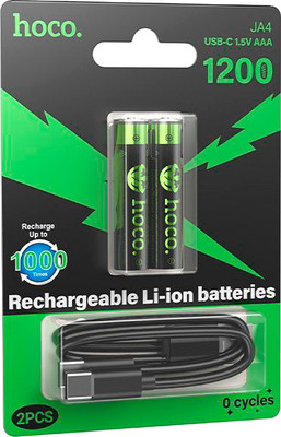 Комплект аккумуляторов Hoco JA4 AAA 1200mWh/1.5V + кабель Type-C-Type-C (2шт)